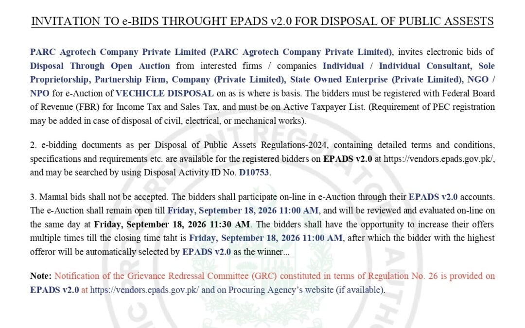PATCO Invites e-Bids for Vehicle Disposal Through EPADS v2.0